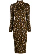 Gcds Leopard Print Midi Dress - Brown