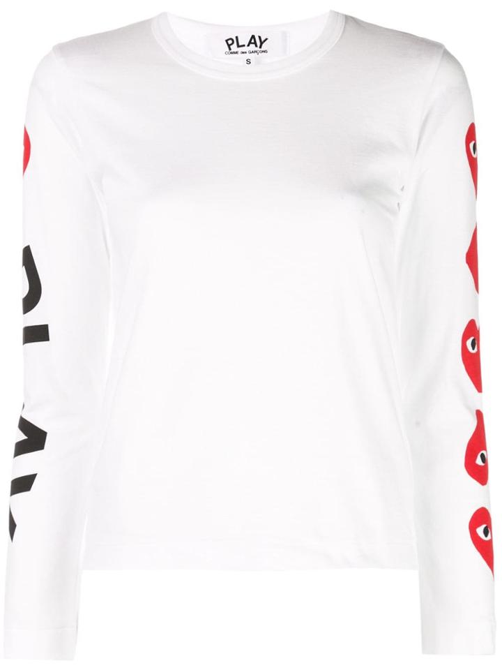 Comme Des Garçons Play Logo Print Sweatshirt - White