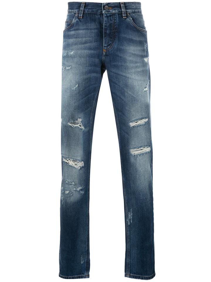Dolce & Gabbana - Distressed Jeans - Men - Cotton - 50, Blue, Cotton