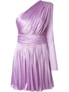 Fausto Puglisi One Shoulder Drape Glossy Dress, Women's, Size: 42, Pink/purple, Viscose/silk