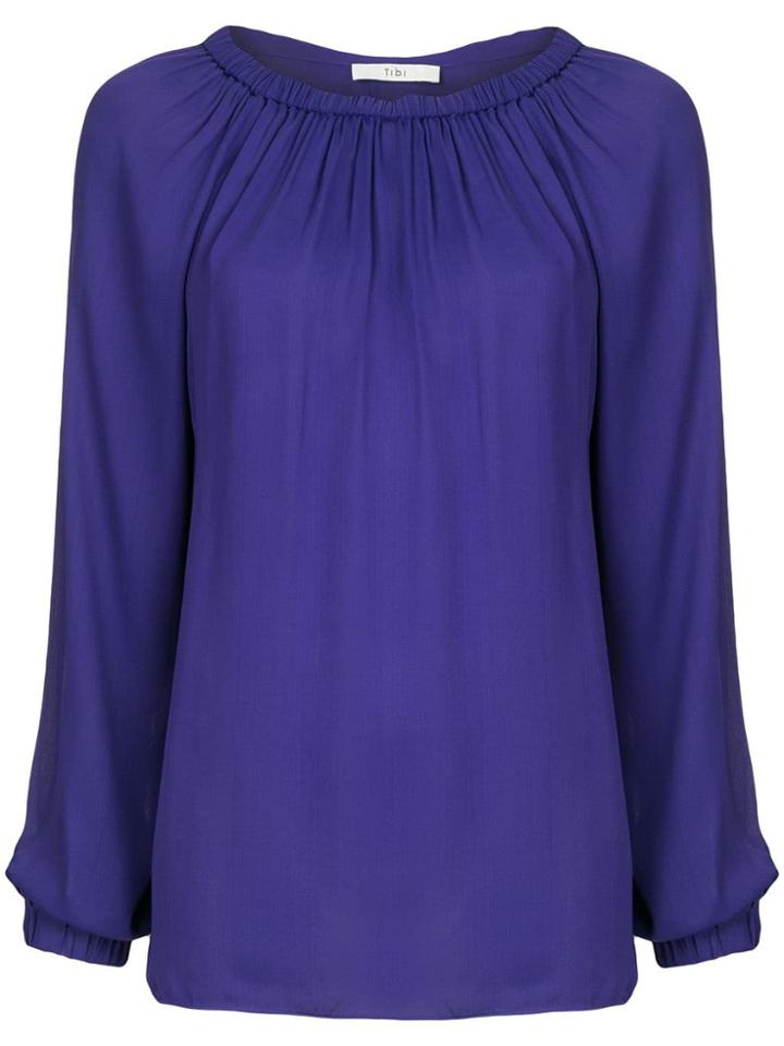 Tibi Georgette Tie Back Blouse - Pink & Purple