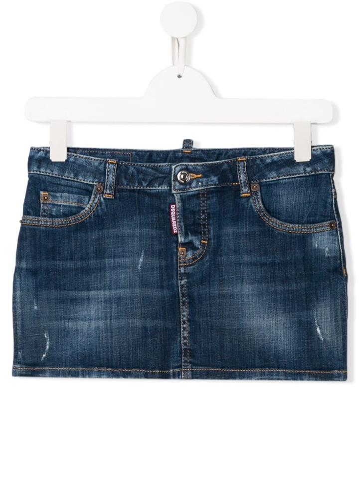 Dsquared2 Kids Teen Stonewashed Mini Denim Skirt - Blue