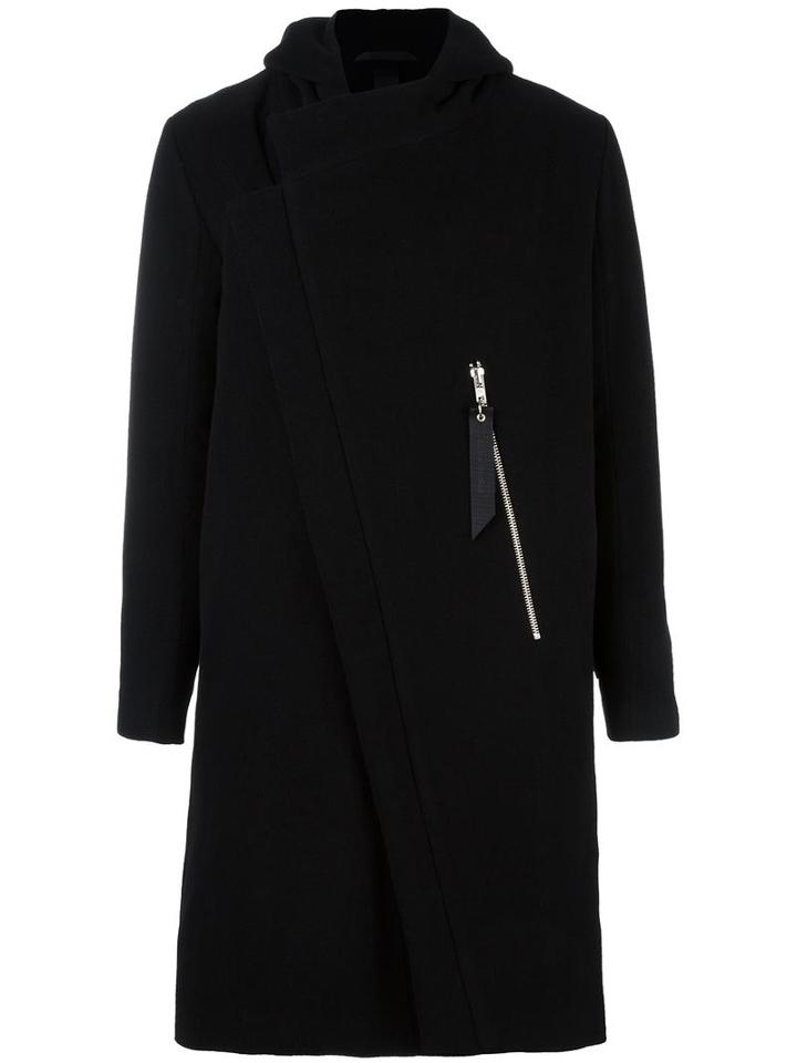 Odeur Zip Up Hooded Coat, Adult Unisex, Size: Small, Black, Wool/polyamide/cashmere