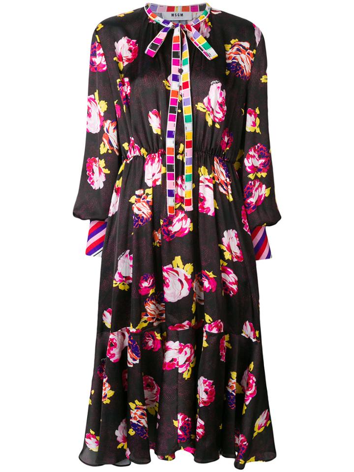 Msgm Floral-print Dress - Black