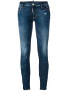 Dsquared2 Skinny Medium Waist Jeans, Women's, Size: 38, Blue, Cotton/spandex/elastane/calf Leather