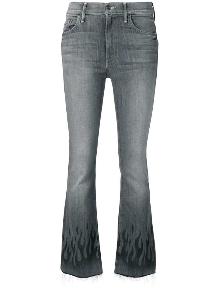 Mother Mid Rise Flared Jeans - Grey