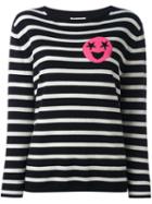 Chinti And Parker Breton Stripe Star Emoji Sweater, Women's, Size: Xs, Blue, Cashmere