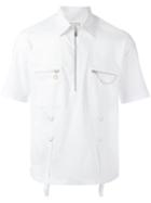 Maison Margiela Zip Placket Short Sleeve Shirt, Men's, Size: 41, White, Cotton