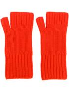 Ami Alexandre Mattiussi Fisherman's Rib Fingerless Gloves - Red