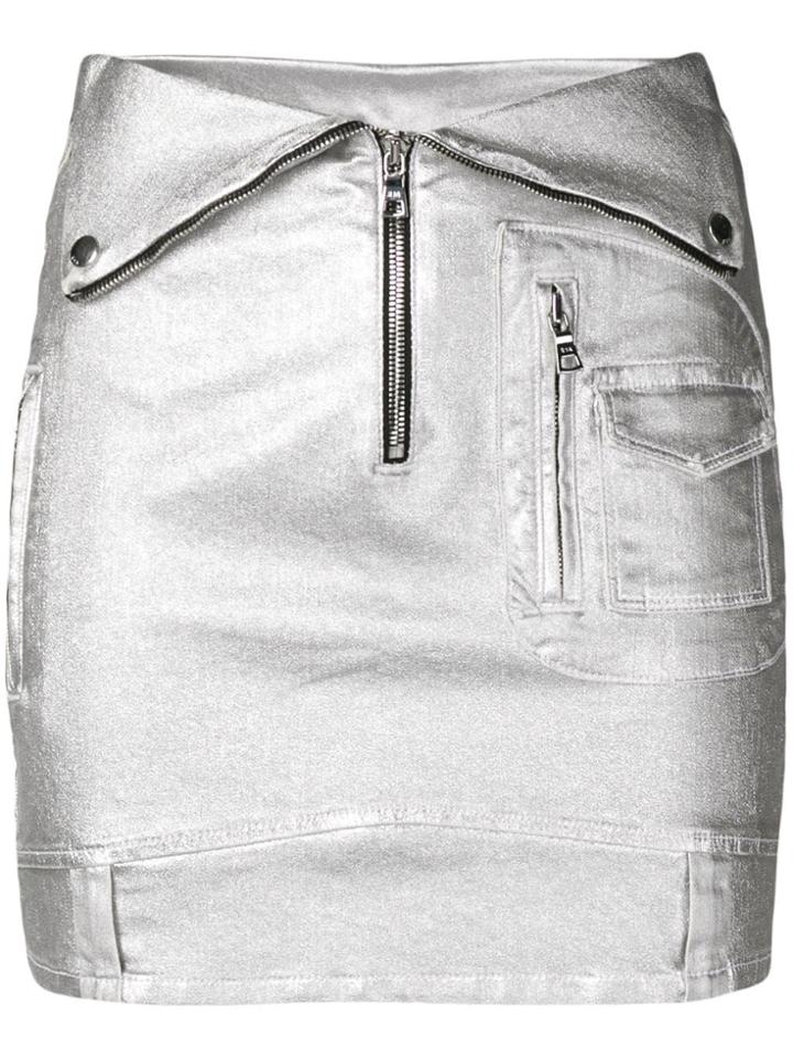 Rta Rolled Waist Skirt - Grey