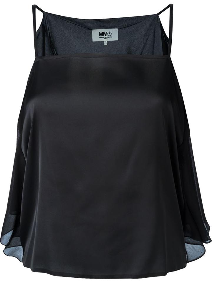Mm6 Maison Margiela Layered Cami Top, Women's, Size: 44, Black, Viscose/polyester