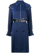 Karl Lagerfeld Transformer Pleated Trench Coat - Blue
