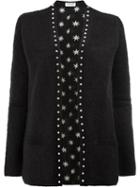 Saint Laurent Studded Trim Cardigan, Women's, Size: Medium, Black, Silk/polyamide/mohair/wool