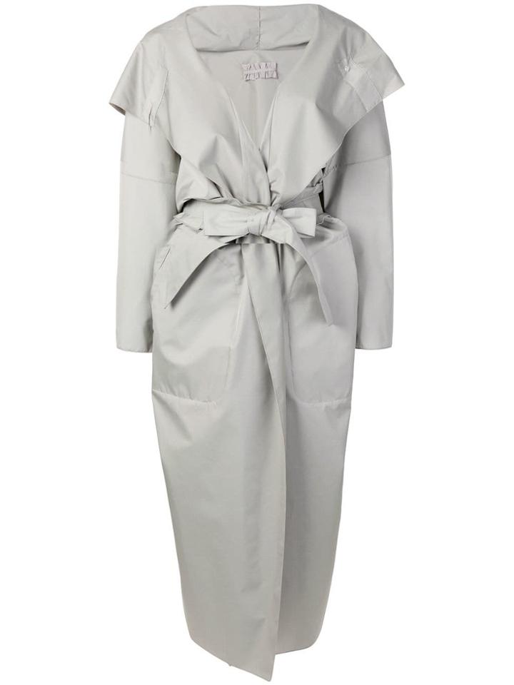 Giorgio Armani Oversized Hooded Trench Coat - Grey