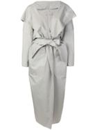 Giorgio Armani Oversized Hooded Trench Coat - Grey