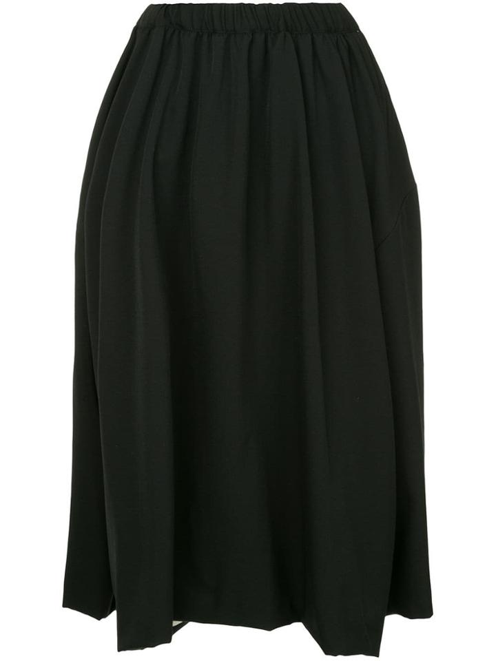 Comme Des Garçons Wool Slit Detail Midi Skirt - Black