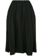 Comme Des Garçons Wool Slit Detail Midi Skirt - Black