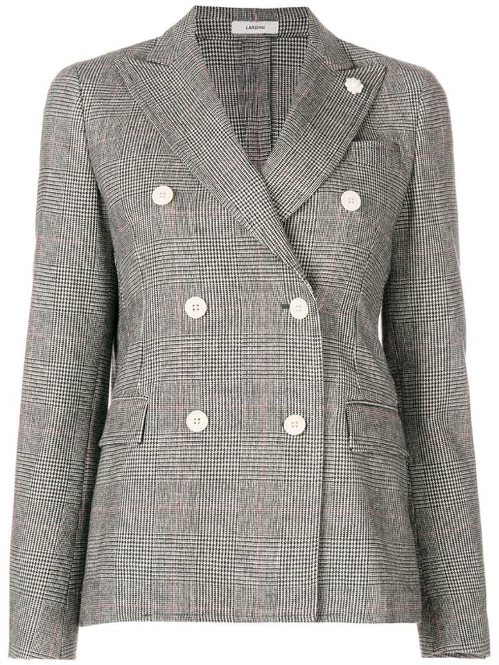 Lardini Check Buttoned Blazer - Black