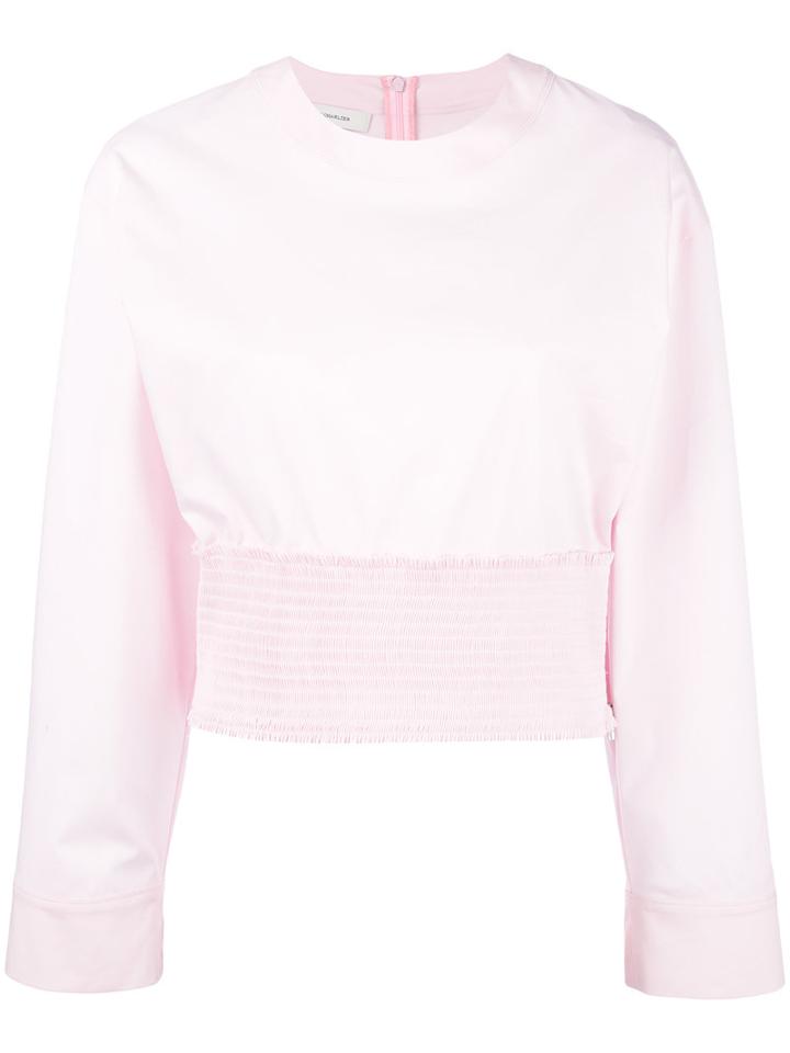 Cédric Charlier - Ribbed Waist Top - Women - Cotton/other Fibers - 40, Women's, Pink/purple, Cotton/other Fibers