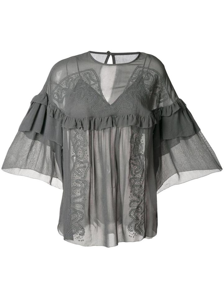 Iro Ruffle-detail Draped Blouse - Grey