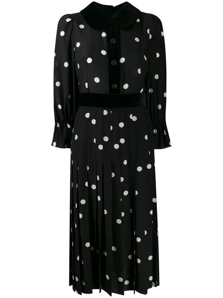 Dolce & Gabbana Polka-dot Print Pleated Dress - Black