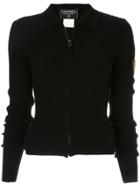 Chanel Pre-owned Zip-front Ribbed Knit Jumper - Black