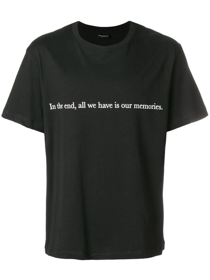 Throw Back Memories Slogan T-shirt - Black