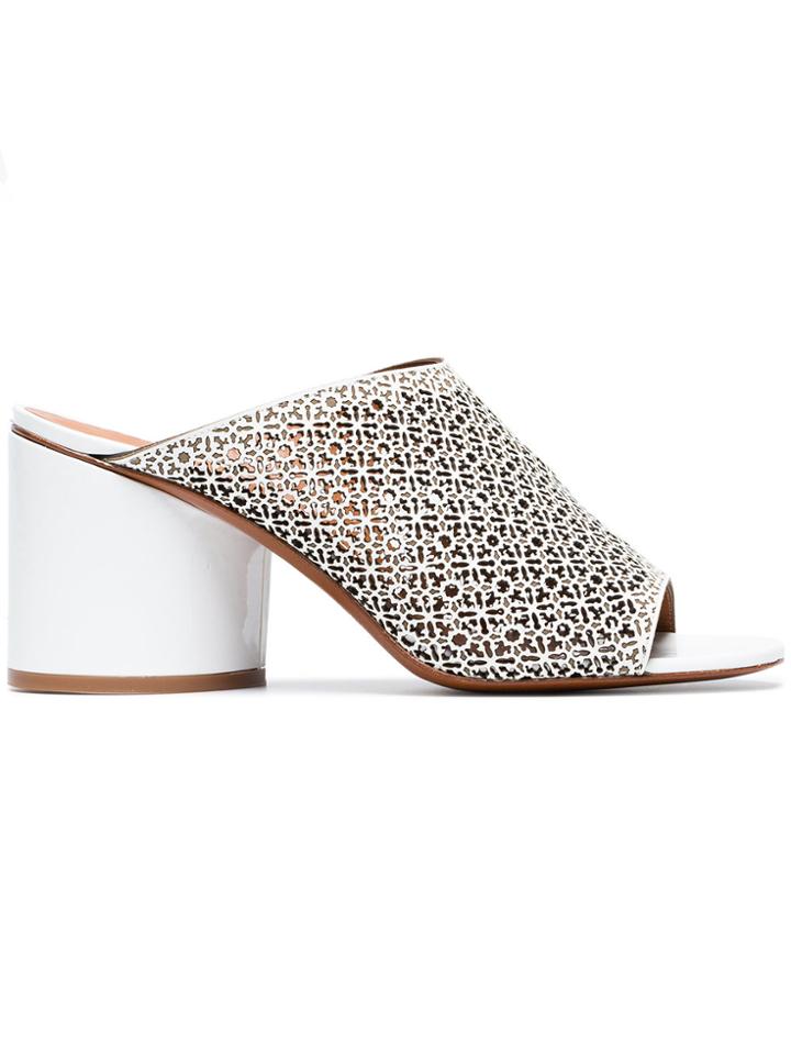 Robert Clergerie White Cara 75 Leather Mules
