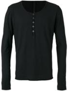 Poème Bohémien - Buttoned Neck Longsleeved T-shirt - Men - Cotton - 50, Black, Cotton