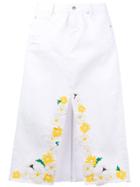 Sjyp Embroidered Denim Skirt - White