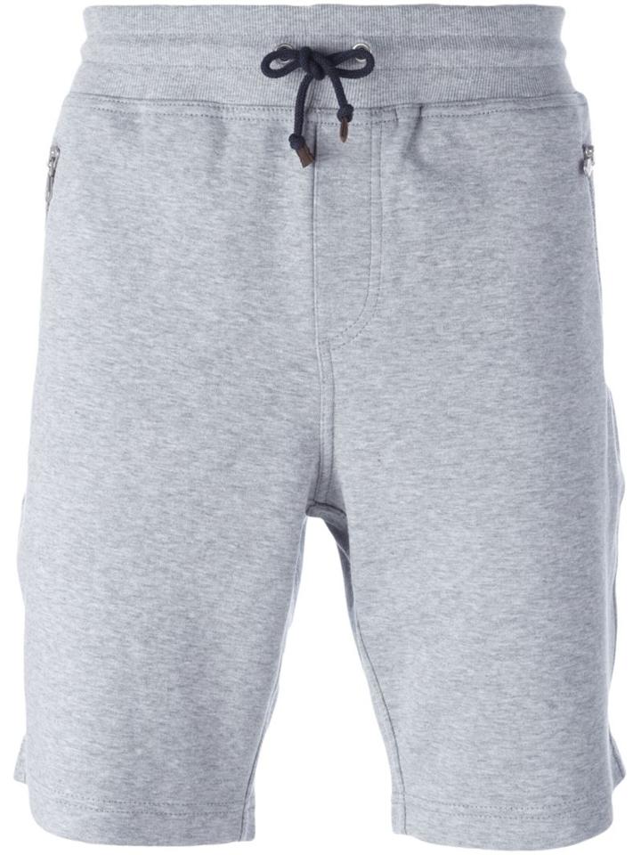 Brunello Cucinelli Zipped Pocket Track Shorts, Men's, Size: M, Grey, Cotton/polyamide