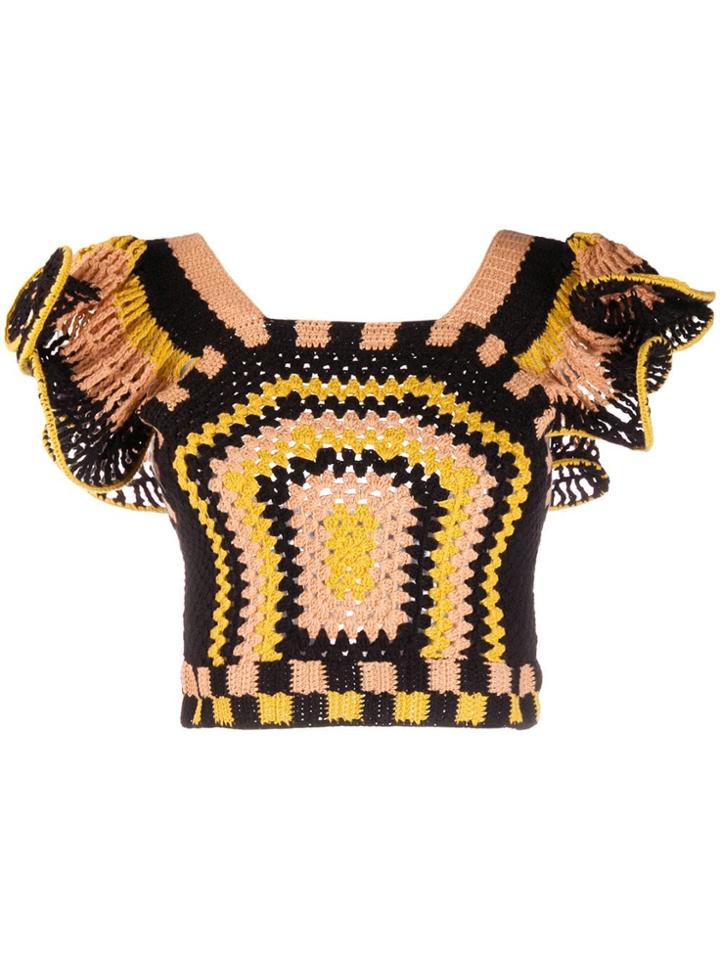 Ulla Johnson Embroidered Cropped Top - Black
