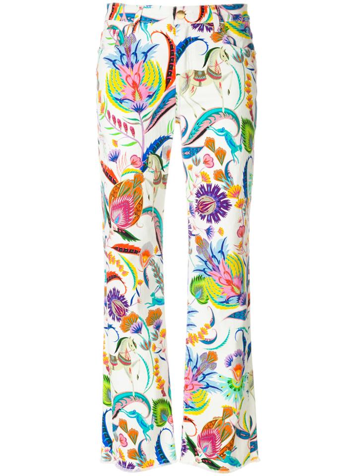 Etro Floral Cropped Jeans - Multicolour