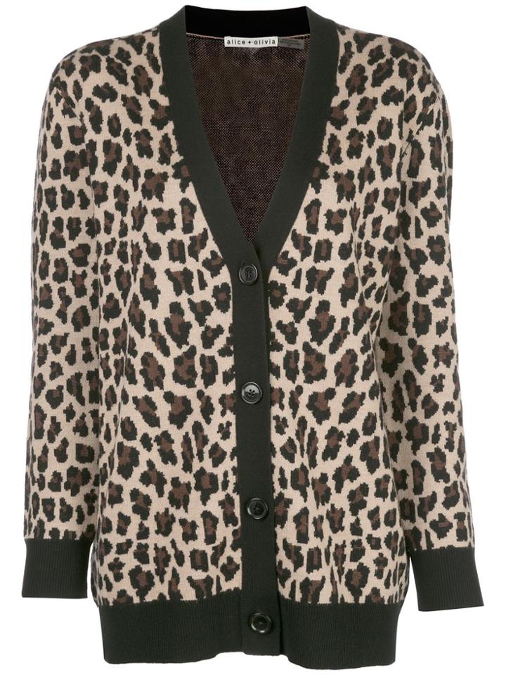 Alice+olivia Bradford Leopard-print Cardigan - Black
