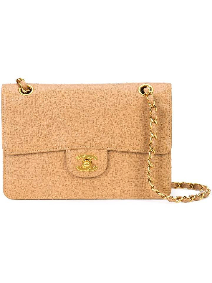 Chanel Vintage Flap Shoulder Shoulder, Women's, Nude/neutrals