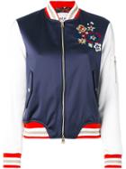 Bazar Deluxe Floral Embroidery Bomber Jacket - Blue