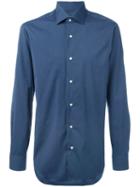 Barba Pleated Cuffs Shirt, Men's, Size: 42, Blue, Cotton/polyamide/spandex/elastane