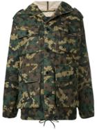 Saint Laurent Hooded Military Jacket, Women's, Size: Xs, Green, Cotton