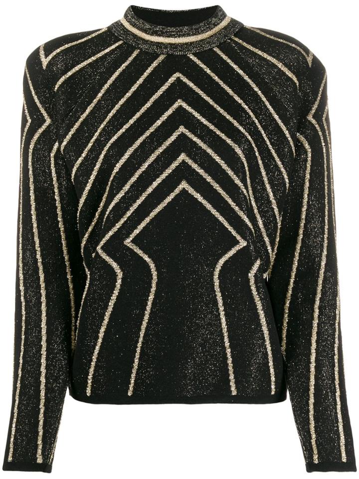 Alberta Ferretti Metallic Geometric-patterned Jumper - Black