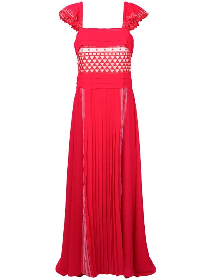 Philosophy Di Lorenzo Serafini Pleated Geometric Patterned Gown - Red