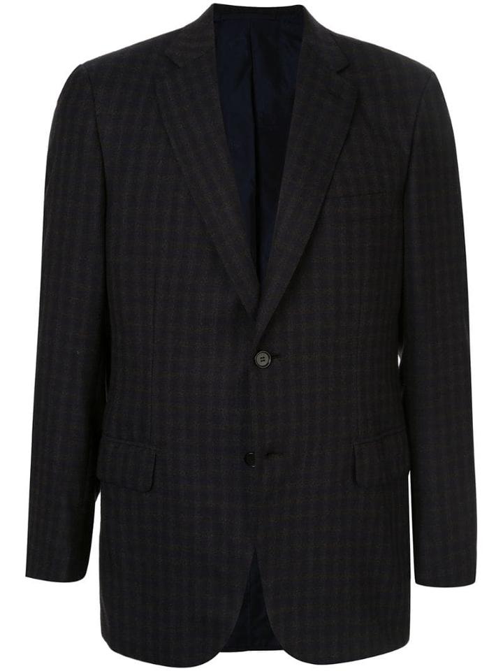 Brioni Checked Single-breasted Blazer - Blue