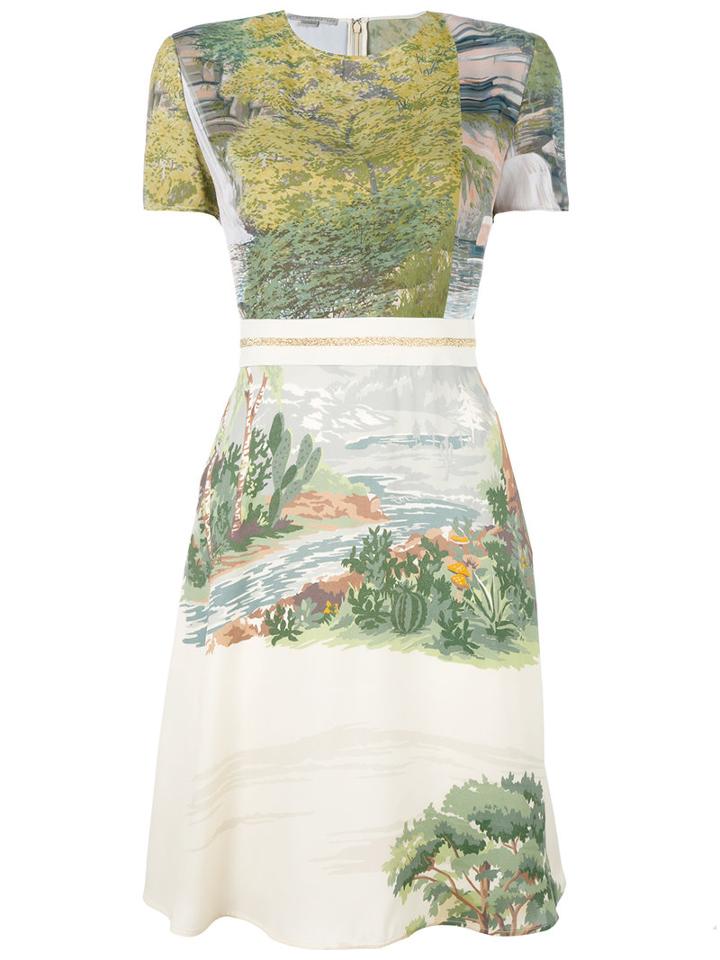 Stella Mccartney Landscape Print Dress, Women's, Size: 44, Green, Viscose/polyamide/latex/polyester