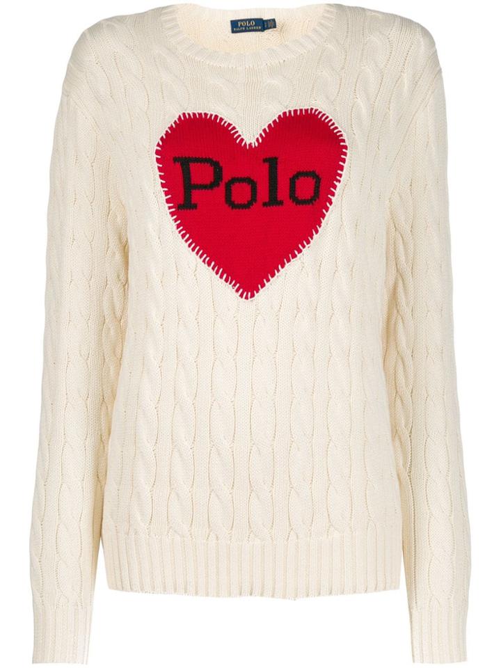 Polo Ralph Lauren Logo Heart Print Sweater - Neutrals