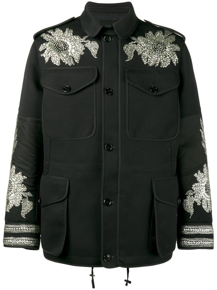 Alexander Mcqueen Sequin Embroidered Military Jacket - Black