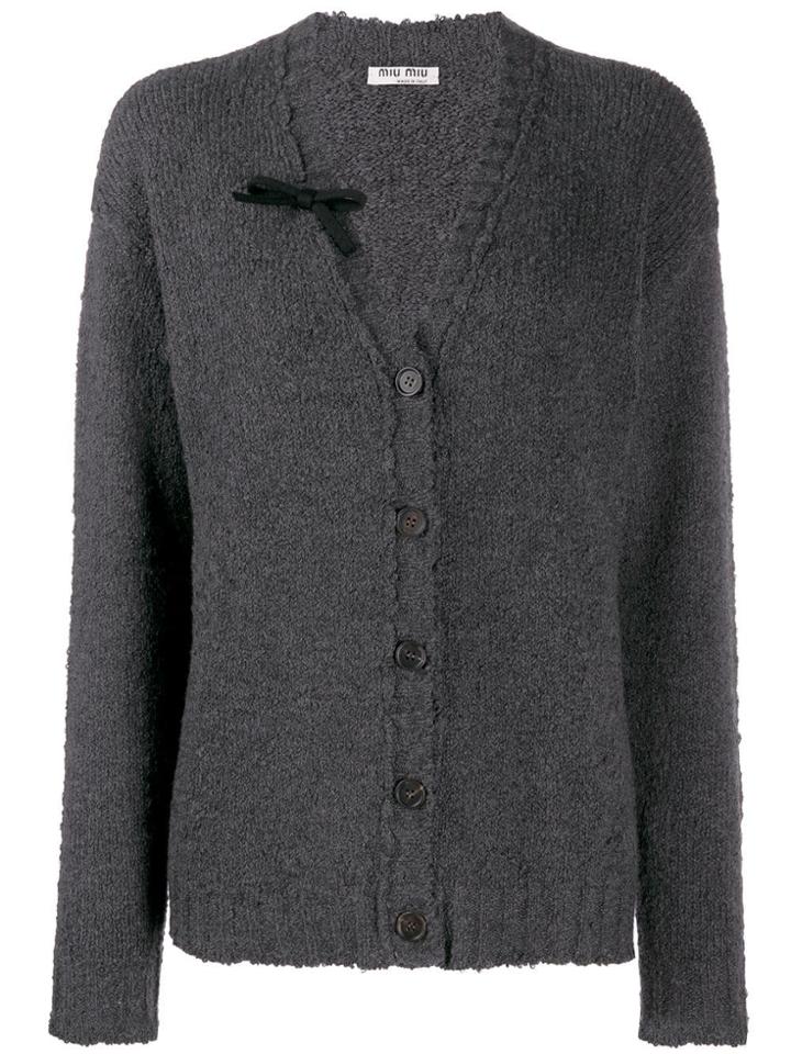Miu Miu Bow Detal Cardigan - Grey