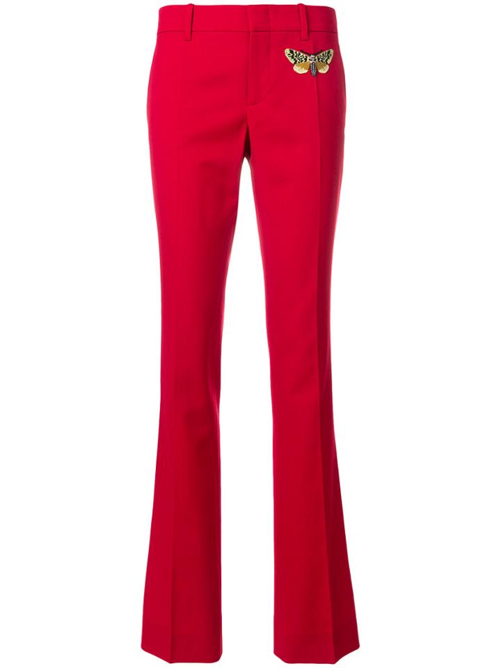 Gucci Ankle Pants With Embroidery - Red