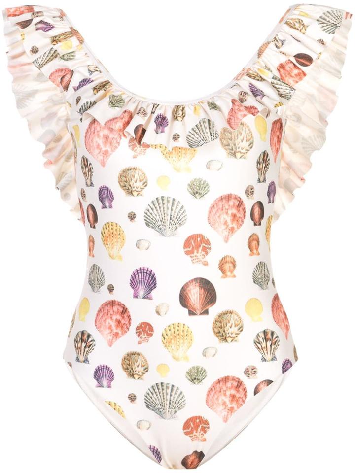 Agua By Agua Bendita Seashell Print One-piece - White
