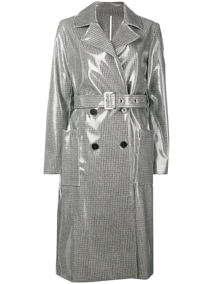 Calvin Klein Check Rain Trench Coat - Black