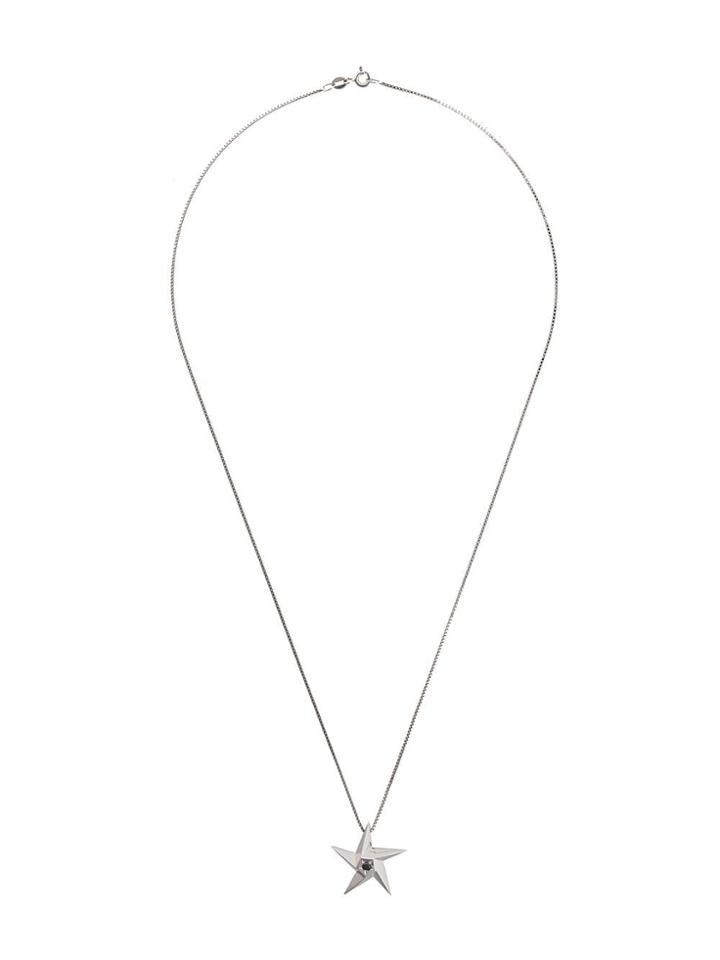 Daou 18kt White Gold Star Black Diamond Pendant - Silver