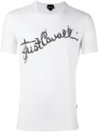 Just Cavalli Logo Print T-shirt, Men's, Size: Medium, White, Cotton/spandex/elastane